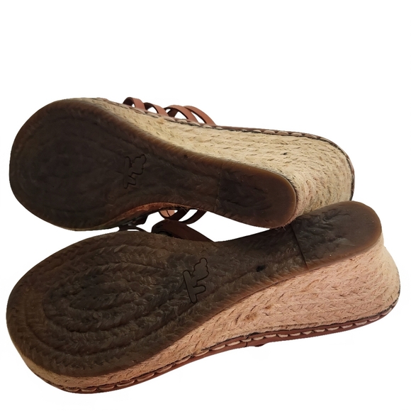 Thom McAn Leather Strappy Espardrille Wedge Slide Sandals Size 8 - Picture 5 of 6
